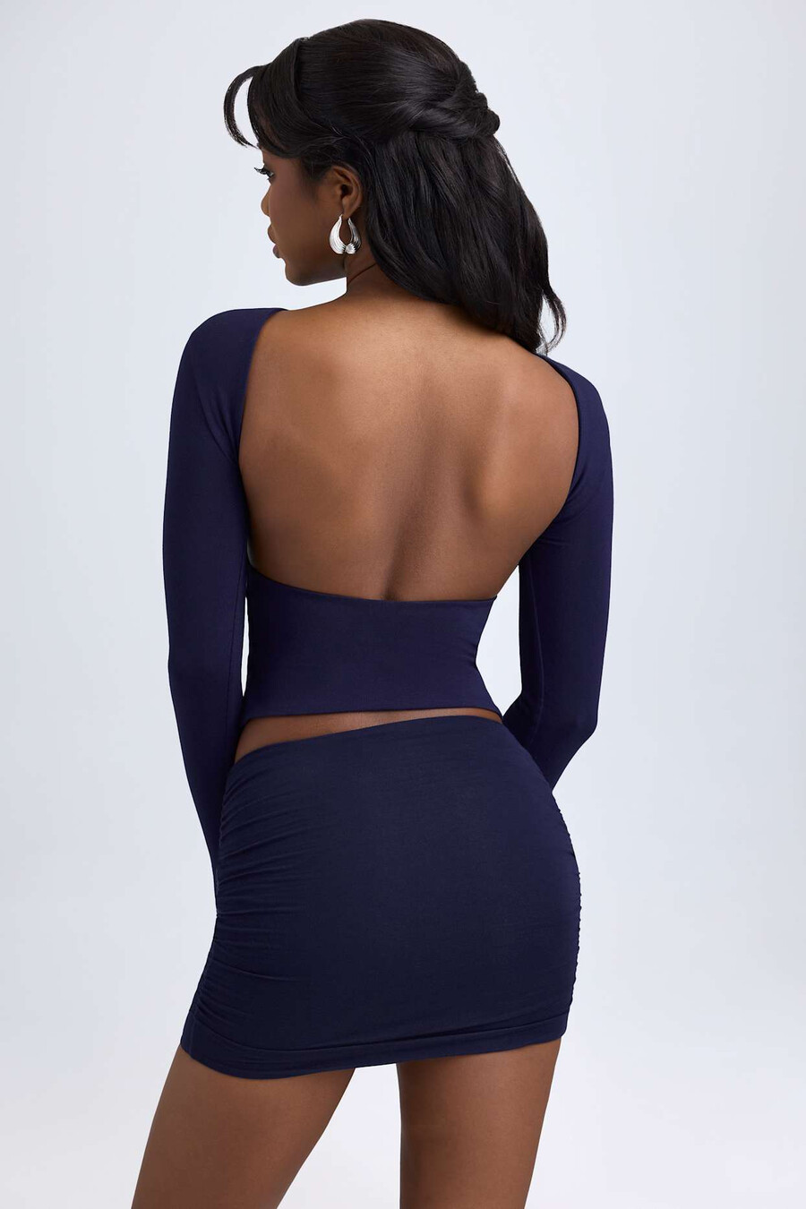 modal ruched mid-rise minisukně v true navy