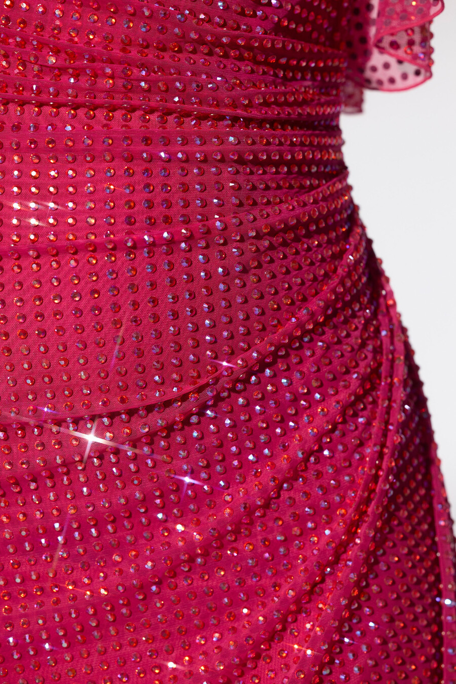 zdobené korzetové mini šaty kaftan v zářivě růžové barvě