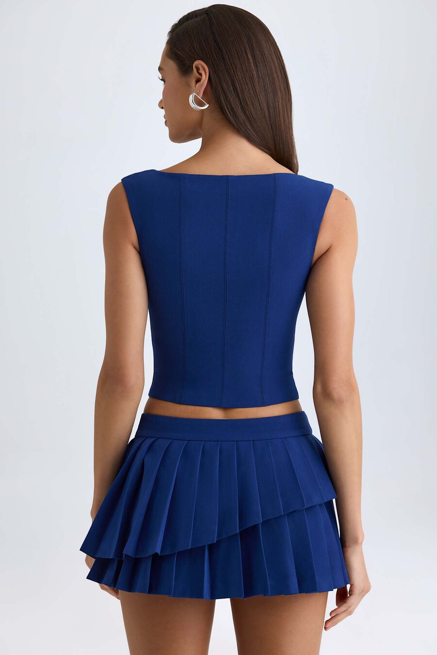 crop top s otevřeným předním dílem v pravé námořnické barvě