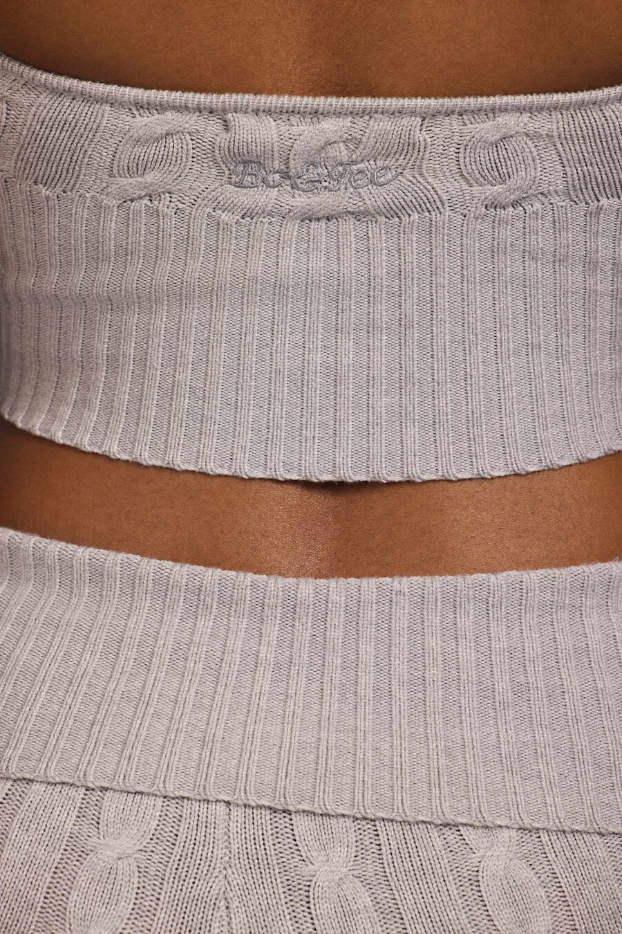 crop top s lemem a lemováním v šedé melírové barvě
