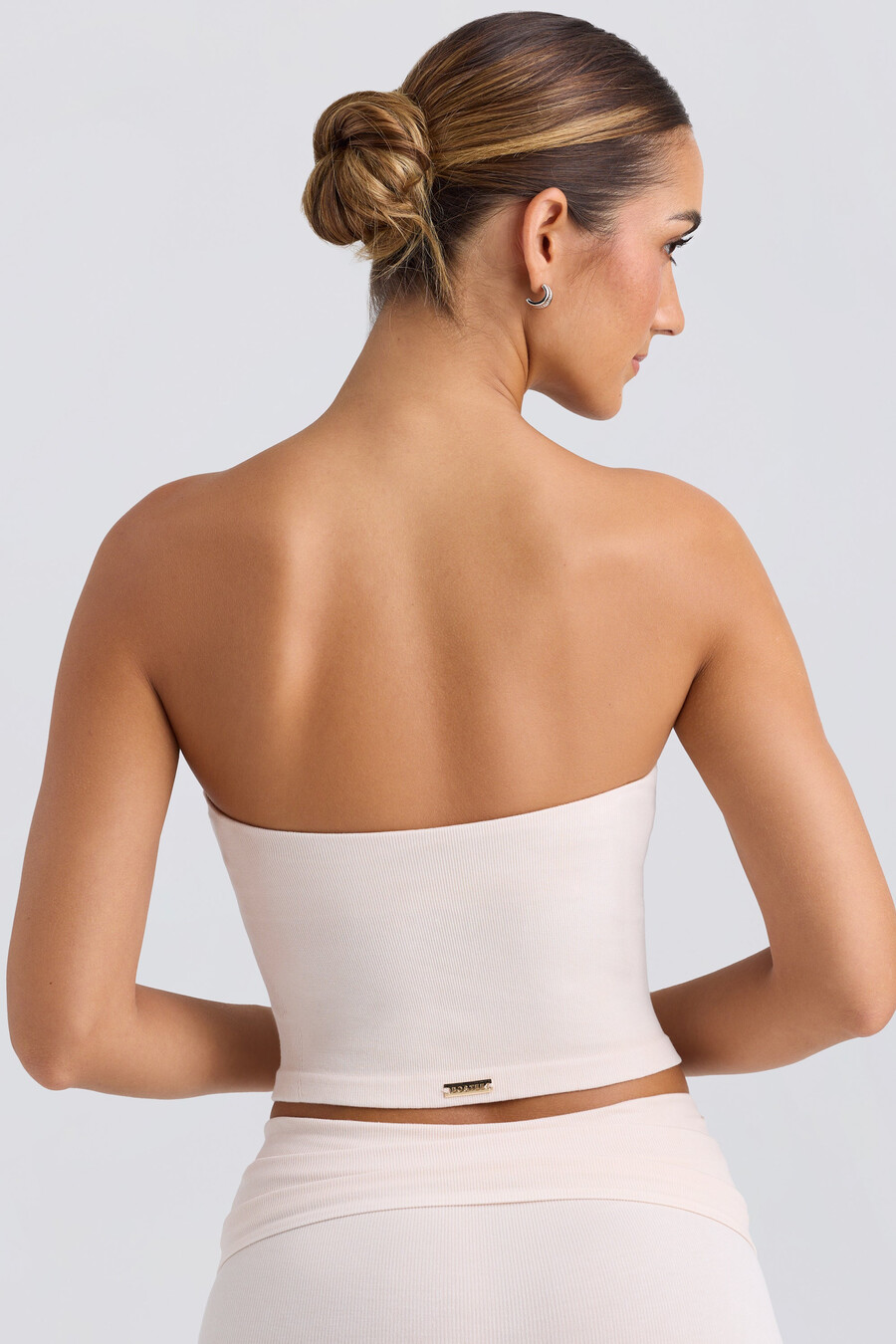 bandeau crop top v krémové barvě