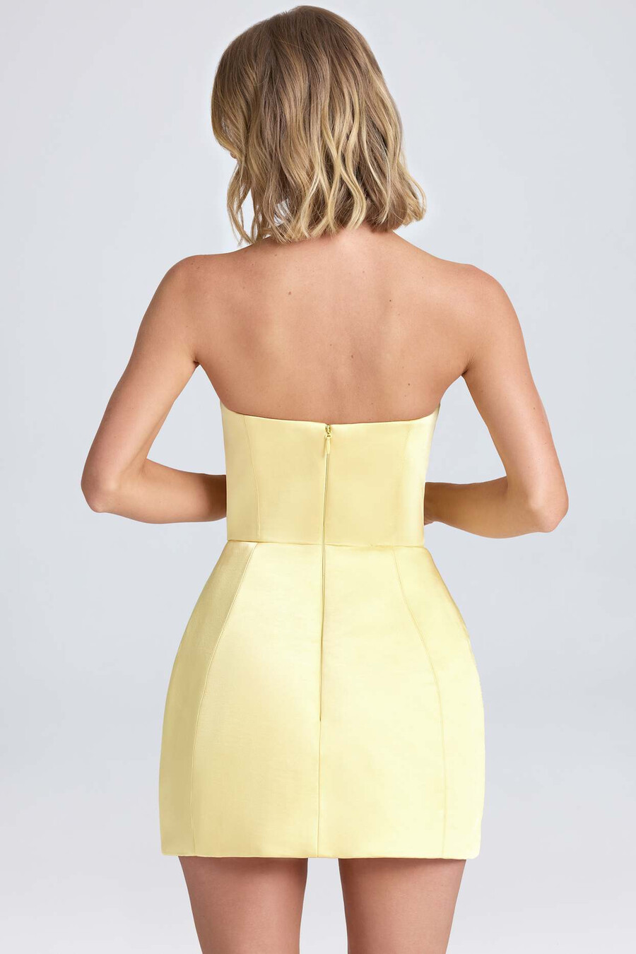 minišaty bandeau strukturované tulipány v citronovém šerbetu